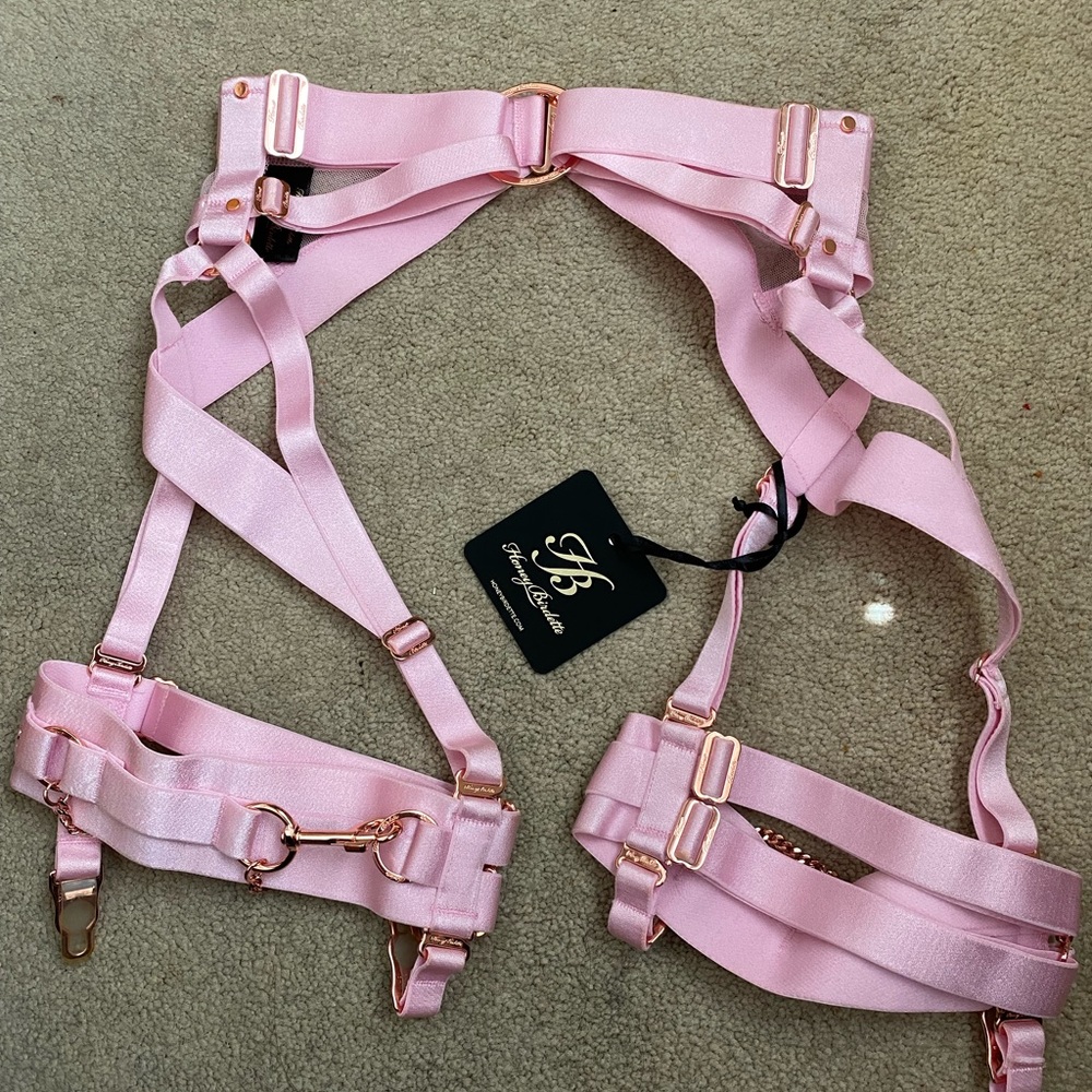 Honey Birdette Kukuro Blush Suspender- NWT